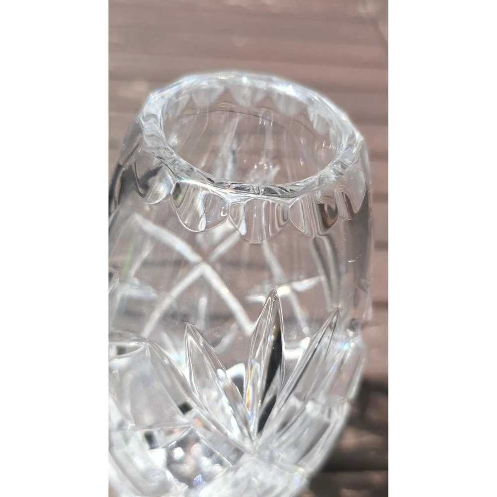 Vintage Hand Cut‎ 24% Leaded Crystal Oval Bud Vase Made in Poland